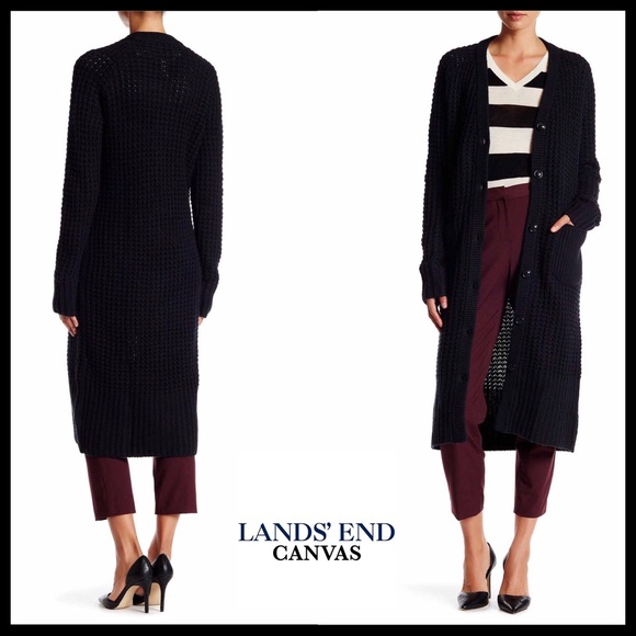 Lands' End Sweaters - LANDS' END LONG CASHMERE BLEND CARDIGAN COAT